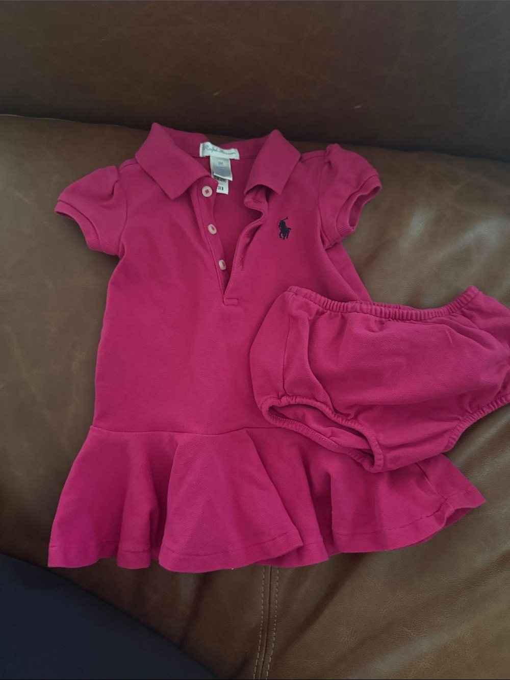 Ralph Lauren Hot Pink Polo Dress with Bloomer 6m
